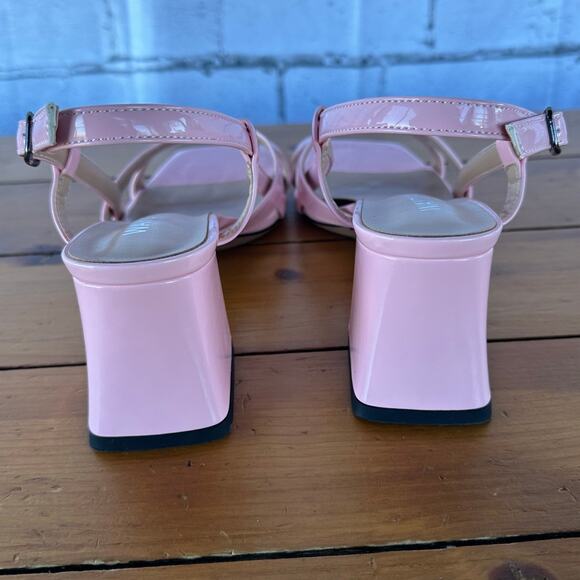 New Wayderns Light Pink Patent Block Heel Slingback Sandals Size 10.5 No Box - Picture 5 of 9
